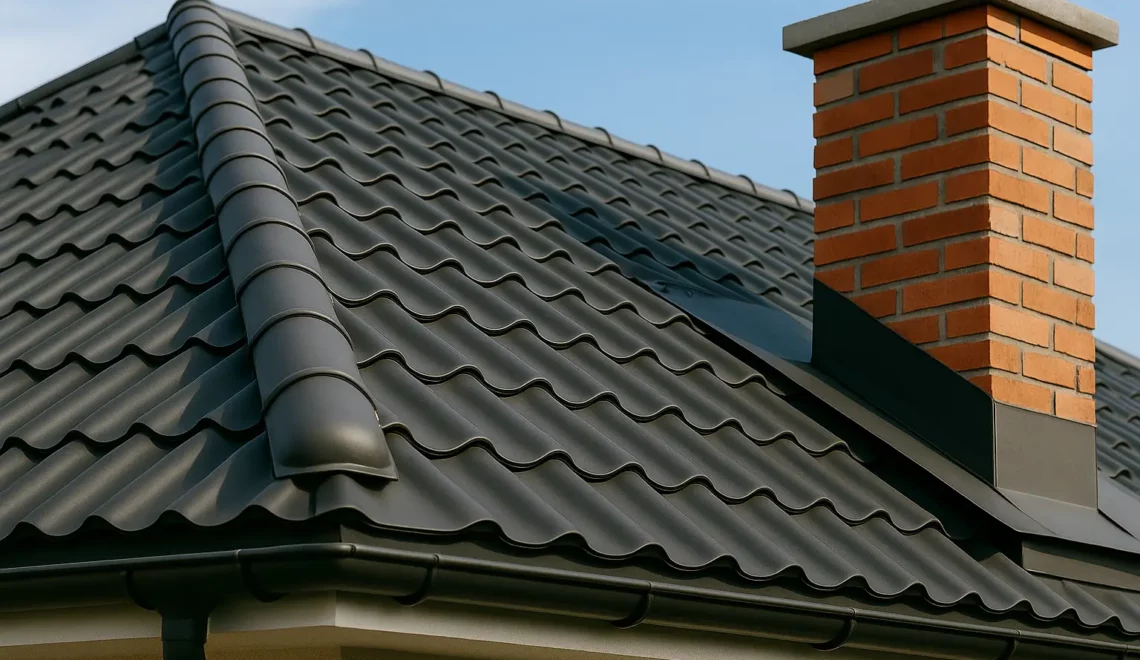 Rifacimento coperture con tetto in tegole moderne e camino in muratura per isolamento e sicurezza